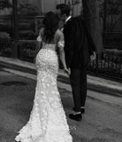 Off-the-shoulder Mermiad Wedding Dresses Modest Wedding Dress KPY066|Selinadress