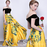 off-the-shoulder-prom-dress-yellow-print-floral-satin-long-prom-dresses-evening-dress-sed101