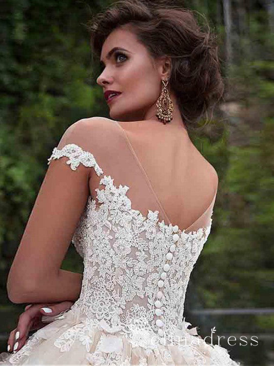 wedding dresses cheap lace Off-the-shoulder Vintage Wedding Dresses Cheap Lace Rustic Ball Gown B – SELINADRESS