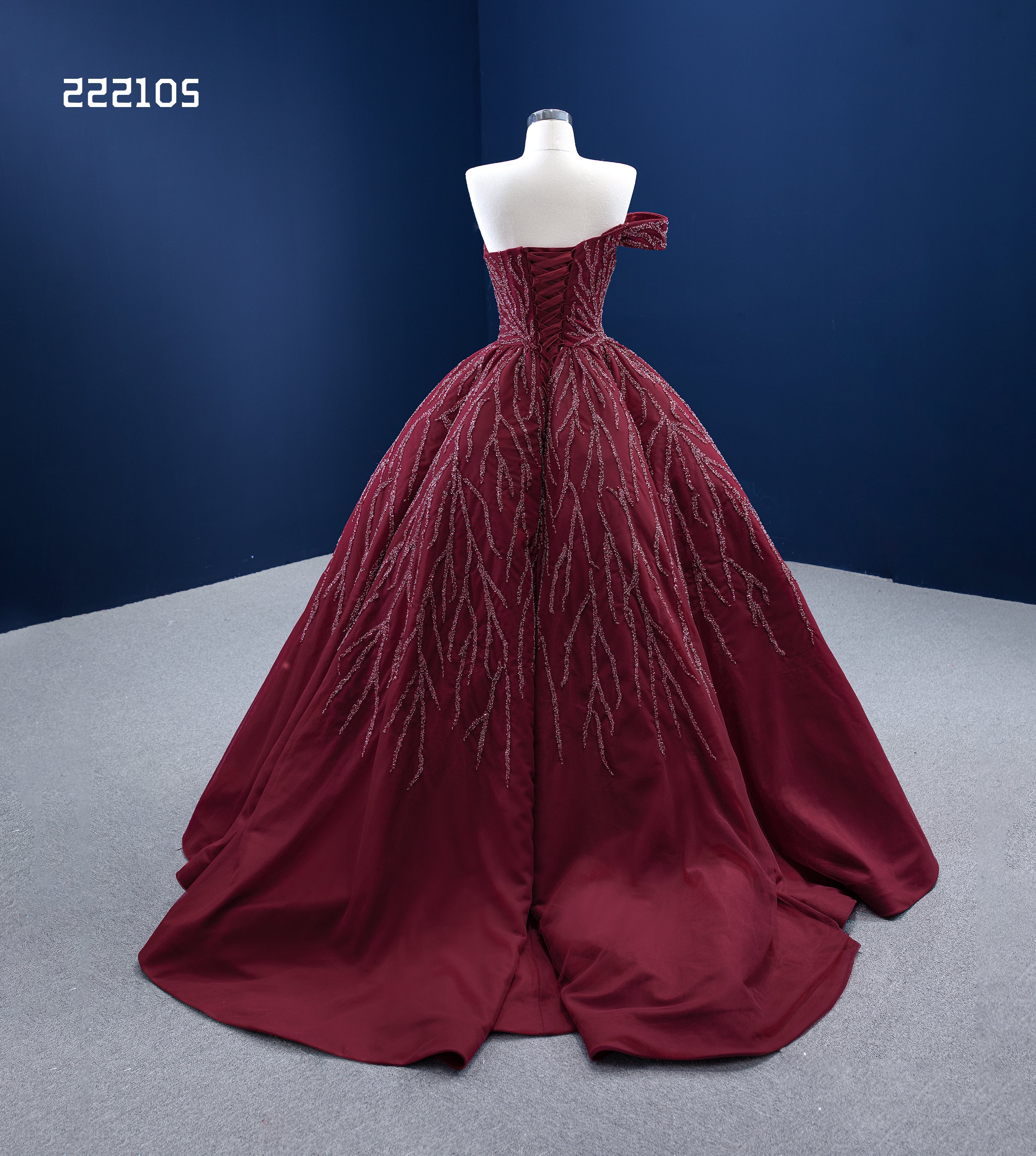 One Shoulder High Low Prom Dress Burgundy Beaded Evening Gowns RSM2221 SELINADRESS One Shoulder High Low Prom Dress Burgundy Beaded Evening Gowns RSM2221 SELINADRESS