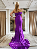 One Shoulder Mermaid Regency Long Prom Dress Satin Ruffles Formal Dresses KPY019|Selinadress
