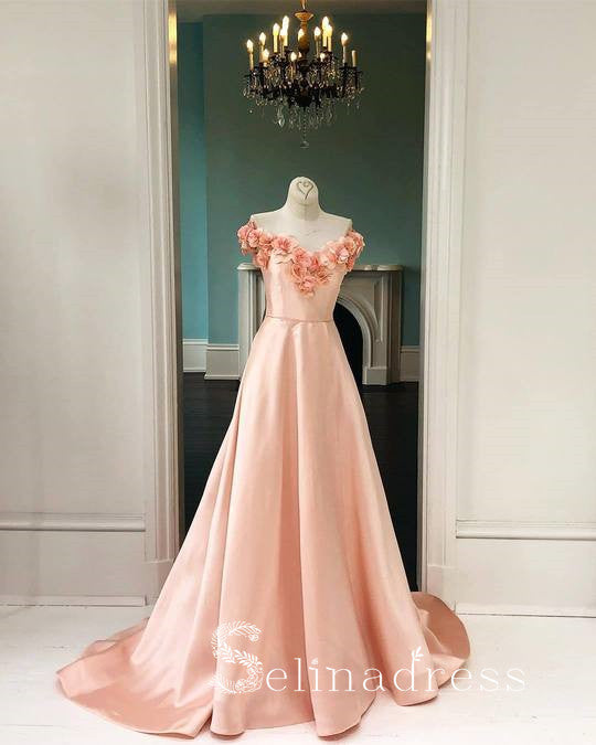 Pearl Pink Long Prom Dresses Applique Sweep/Brush Train Vintage Formal SELINADRESS Pearl Pink Long Prom Dresses Applique Sweep/Brush Train Vintage Formal SELINADRESS