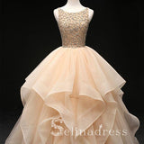 Quinceanera Ball Gowns Prom Dresses Long Open Back Bateau Unique Evening Gowns SED142|Selinadress