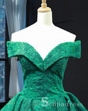 Real Picture Green Lace Sweep Train Custom Made Prom Dress Ball Gown Quinceanera Dress SED068|Selinadress