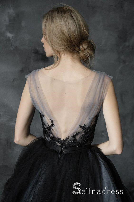 Romantic Black Wedding Dresses Modest Long Train Lace Ombre Wedding Go SELINADRESS Romantic Black Wedding Dresses Modest Long Train Lace Ombre Wedding Go SELINADRESS