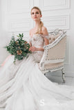 Romantic Mermaid Wedding Dresses Off-the-shoulder Cheap Lace Bridal Gown SEW024|Selinadress
