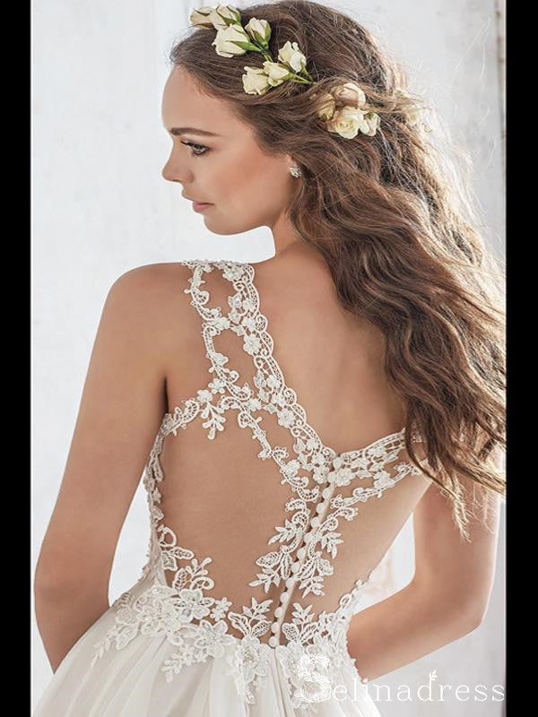 Romantic See Through Wedding Dresses Ivory Lace Wedding Gown SEW034 SELINADRESS Romantic See Through Wedding Dresses Ivory Lace Wedding Gown SEW034 SELINADRESS