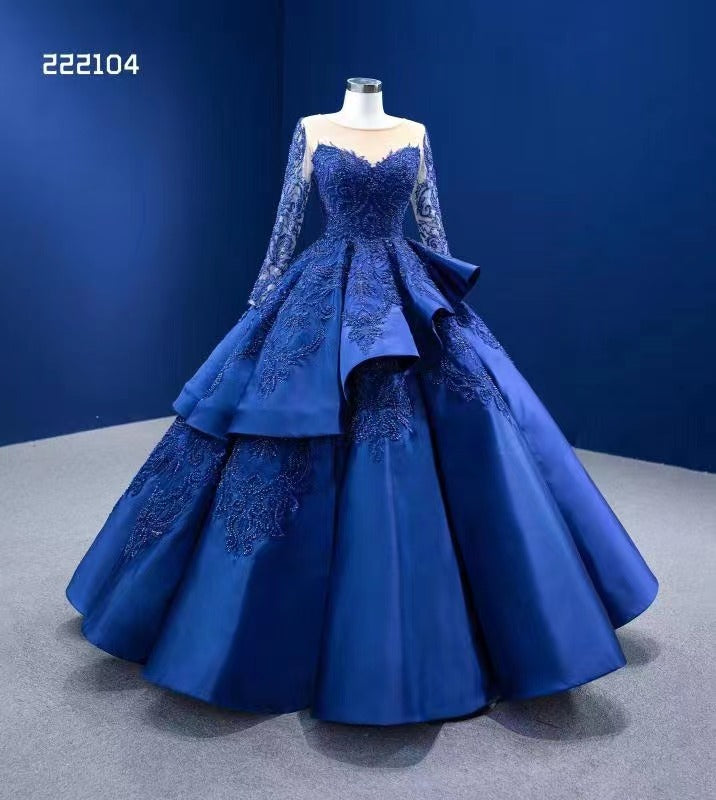 Scoop Neck Long Sleeve Ball Gowns Prom Dress Royal Blue Evening Gowns SELINADRESS Scoop Neck Long Sleeve Ball Gowns Prom Dress Royal Blue Evening Gowns SELINADRESS