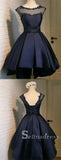 Scoop Short Prom Dresses Black Lace Graduacion Juniors Homecoming Dresses HML005|Selinadress