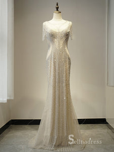 Selinadres Beaded Long Prom Dress Dubai Luxurious Evening Formal Gown CBD010