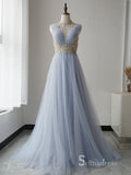 Selinadres High Neck Beaded Long Prom Dress Sleeveless Evening Gown CBD006