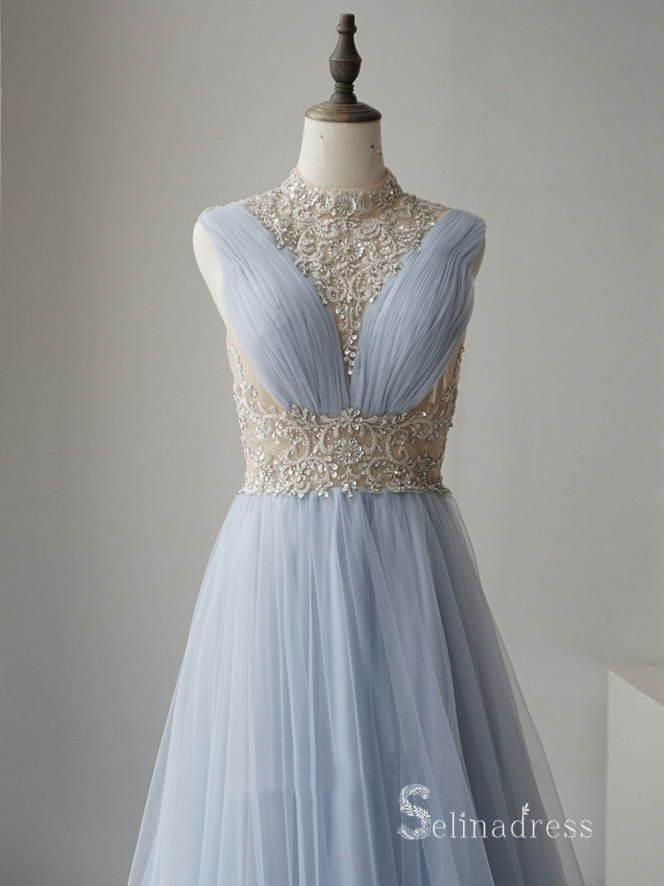 Selinadres High Neck Beaded Long Prom Dress Sleeveless Evening Gown CB SELINADRESS Selinadres High Neck Beaded Long Prom Dress Sleeveless Evening Gown CB SELINADRESS