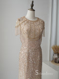Selinadres Scoop Beaded Long Prom Dress Dubai Evening Formal Gown CBD008
