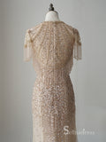 Selinadres Scoop Beaded Long Prom Dress Dubai Evening Formal Gown CBD008