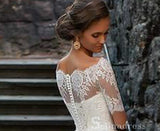 A-line Off-the-shoulder Lace Wedding Dresses With Sleeve Princess Wedding Dress SEW056|Selinadress