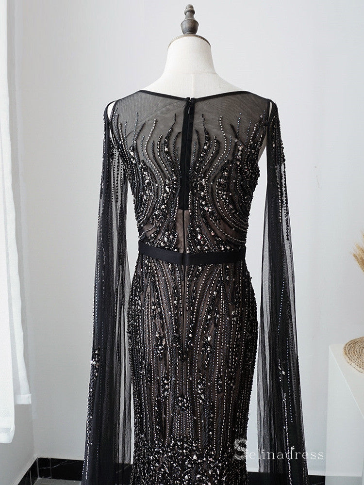Selinadress Black Luxury Dubai Long Evening Dress Formal Gowns SC085 SELINADRESS Selinadress Black Luxury Dubai Long Evening Dress Formal Gowns SC085 SELINADRESS