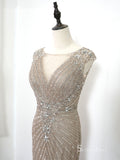 Selinadress Dubai Luxury Bateau Champagne Prom Dress Evening Dress Formal Gown SC0106