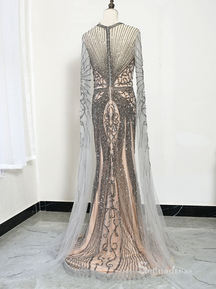 Selinadress Dubai Luxury Long Sleeve Sparkly Prom Dress Champagne Even SELINADRESS Selinadress Dubai Luxury Long Sleeve Sparkly Prom Dress Champagne Even SELINADRESS