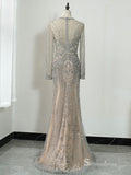 Selinadress Dubai Luxury Scoop Sparkly Mermaid Champagne Prom Dress Evening Dress Formal Gown SC0104