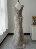 Selinadress Elegant Crystal Tassel Feather Dubai Luxury Prom Dress Formal Evening Gowns SC070