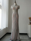 Selinadress Elegant Mermaid High Neck Luxury Prom Dress Formal Evening Gowns SC072