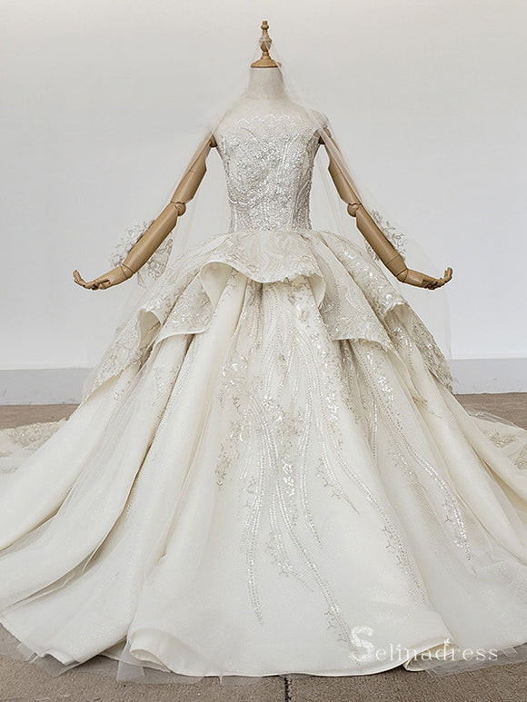 Selinadress illusion Strapless Wedding Dress TikTok Luxury Wedding Gowns SDW004