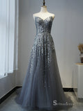 Selinadress Luxury Princess Silver Long Prom Dress Graduation Formal Evening Gowns SC080