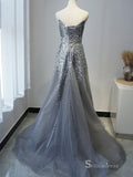 Selinadress Luxury Princess Silver Long Prom Dress Graduation Formal Evening Gowns SC080