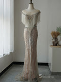 Selinadress Mermaid Crystal Tassel Luxury Prom Dress Formal Evening Gowns SC063