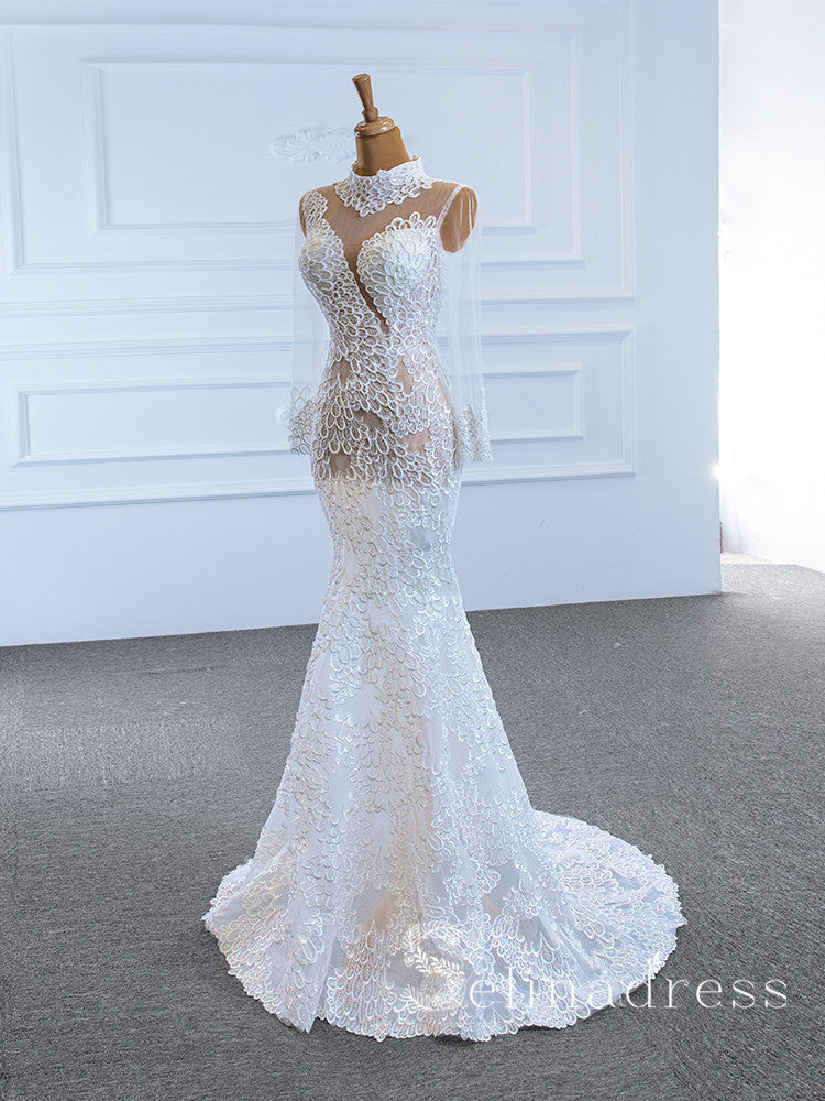 Selinadress Mermaid High Neck Long Sleeve Special Lace Wedding Dress B SELINADRESS Selinadress Mermaid High Neck Long Sleeve Special Lace Wedding Dress B SELINADRESS