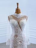 Selinadress Mermaid High Neck Long Sleeve Special Lace Wedding Dress Bridal Gowns SPL67195|Selinadress