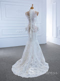 Selinadress Mermaid High Neck Long Sleeve Special Lace Wedding Dress Bridal Gowns SPL67195|Selinadress