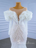 Selinadress Mermaid Scoop Long Sleeve Beaded Sequins Wedding Dress Bridal Gowns SPL67280|Selinadress