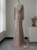 Selinadress New Style Luxury Mermiad Sexy V neck Long Sleeve Prom Dress Formal Evening Gowns SC050