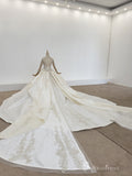 Selinadress Ruffled Lace Applique Shiny Sequins Plus Size Retro Luxury Wedding Gowns SDW008