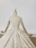 Selinadress Scoop Dream luxury White Wedding Dress Long Sleeve Wedding Gowns CB006