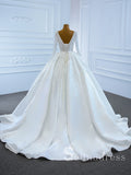 Selinadress Scoop Long Sleeve Beaded Wedding Dress Unique White Bridal Gowns SPL67210|Selinadress