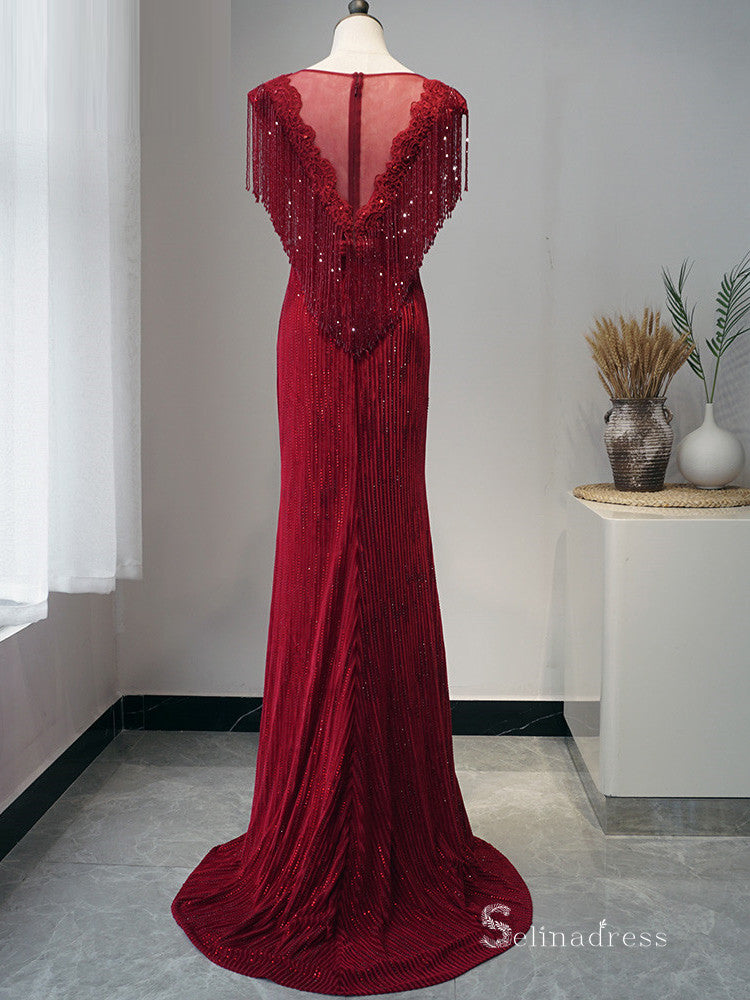 Selinadress Scoop Luxury Tassel White Long Evening Dress Formal Gowns SELINADRESS Selinadress Scoop Luxury Tassel White Long Evening Dress Formal Gowns SELINADRESS