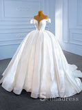 Selinadress Scoop Off-the-shoulder Beaded Wedding Dress Unique White Bridal Gowns SPL67240|Selinadress