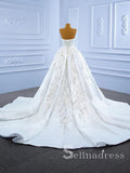 Selinadress Strapless Satin Wedding Dress White Applique Beaded Bridal Gowns SPL67282|Selinadress