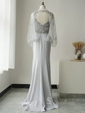 Sheath/Column Beaded Gray Long Prom Dress luxurious Evening Gowns ASB002|Selinadress