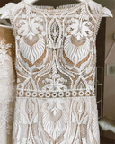 Sheath Lace Wedding Dresse Sleeveless Boho Custom Wedding Dress GRDK007