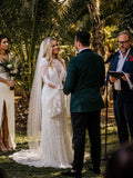 Sheath/Column Long Sleeve Wedding Dresses Boho Country Bridal Dresses SEW054