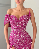 Sheath/Column One Shoulder African Prom Dress Sequins Evening Gowns #POL108|Selinadress