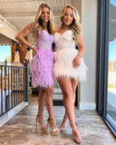 Sheath/Column Short Prom Dresses Sweetheart Pink Homecoming Dresses Cute Pageant Bridal Dresses #TKL044|Selinadress