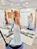 Sheath/Column Spaghetti Straps Long Prom Dress Beaded Formal Dresses Evening Dress KPY042|Selinadress