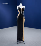Sheath/Column Strapless Beaded Prom Dress Black Evening Gowns RSM222110