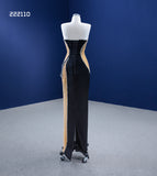 Sheath/Column Strapless Beaded Prom Dress Black Evening Gowns RSM222110