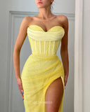 Sheath/Column Sweetheart African Long Prom Dress Yellow Sequins Pageant Dress Evening Dress #POL125|Selinadress
