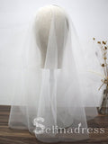 Simple Champagne Short Wedding Veils Blusher Veil ALC002